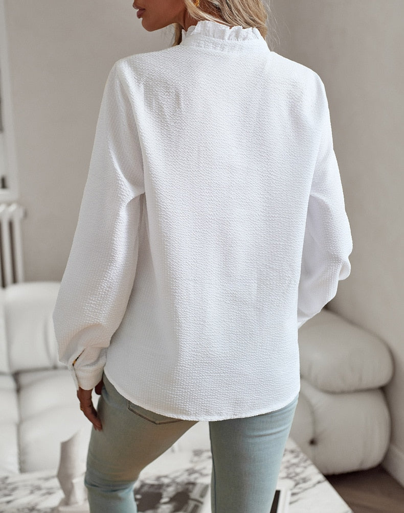 Alexa – Women’s Ruffled Button-Up Blouse